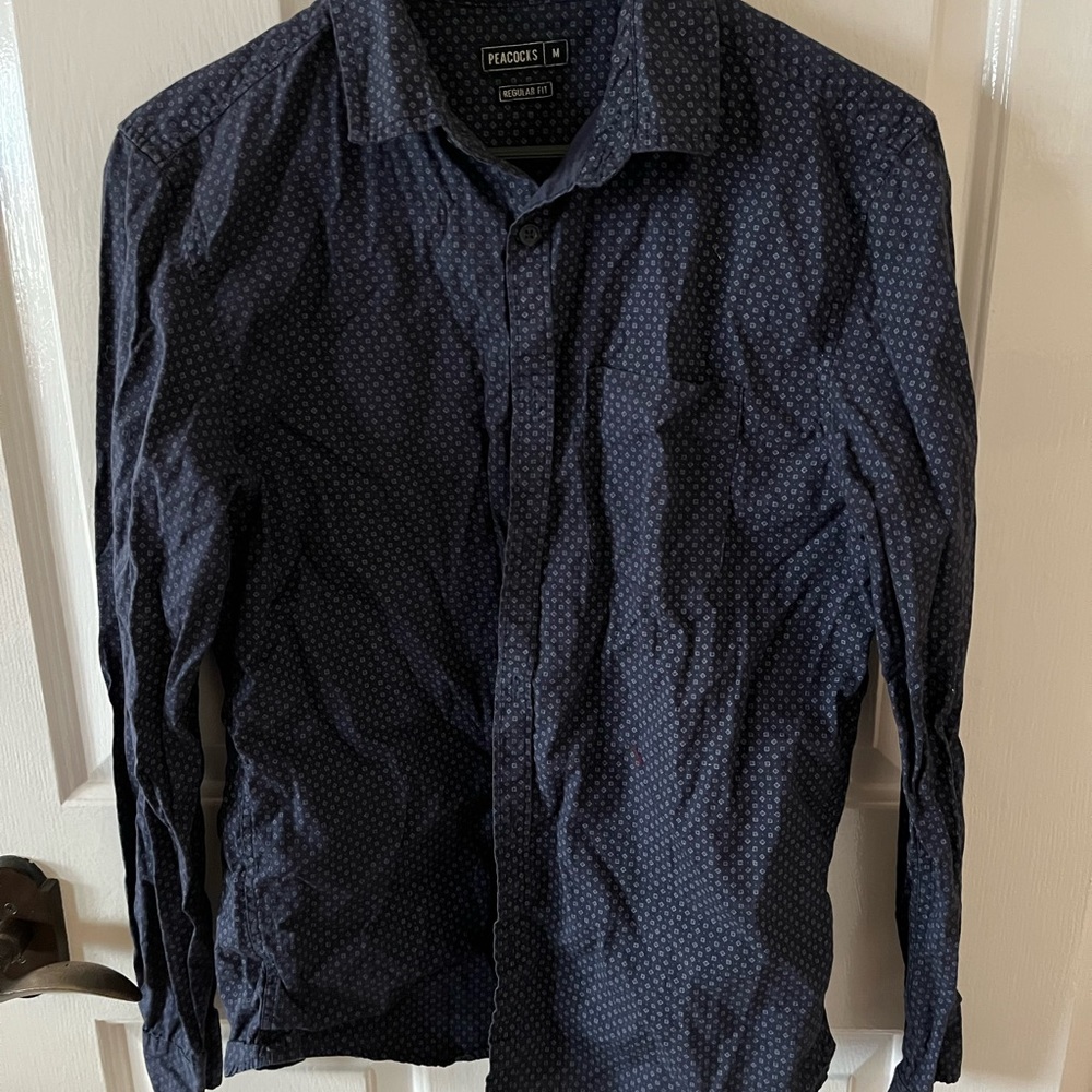 Mens button down shirt peacocks size M blue